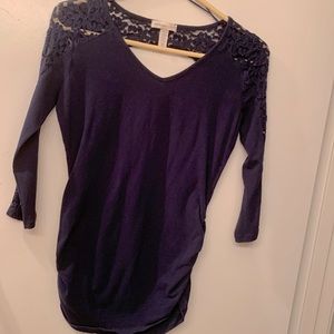 Blue fitted maternity shirt